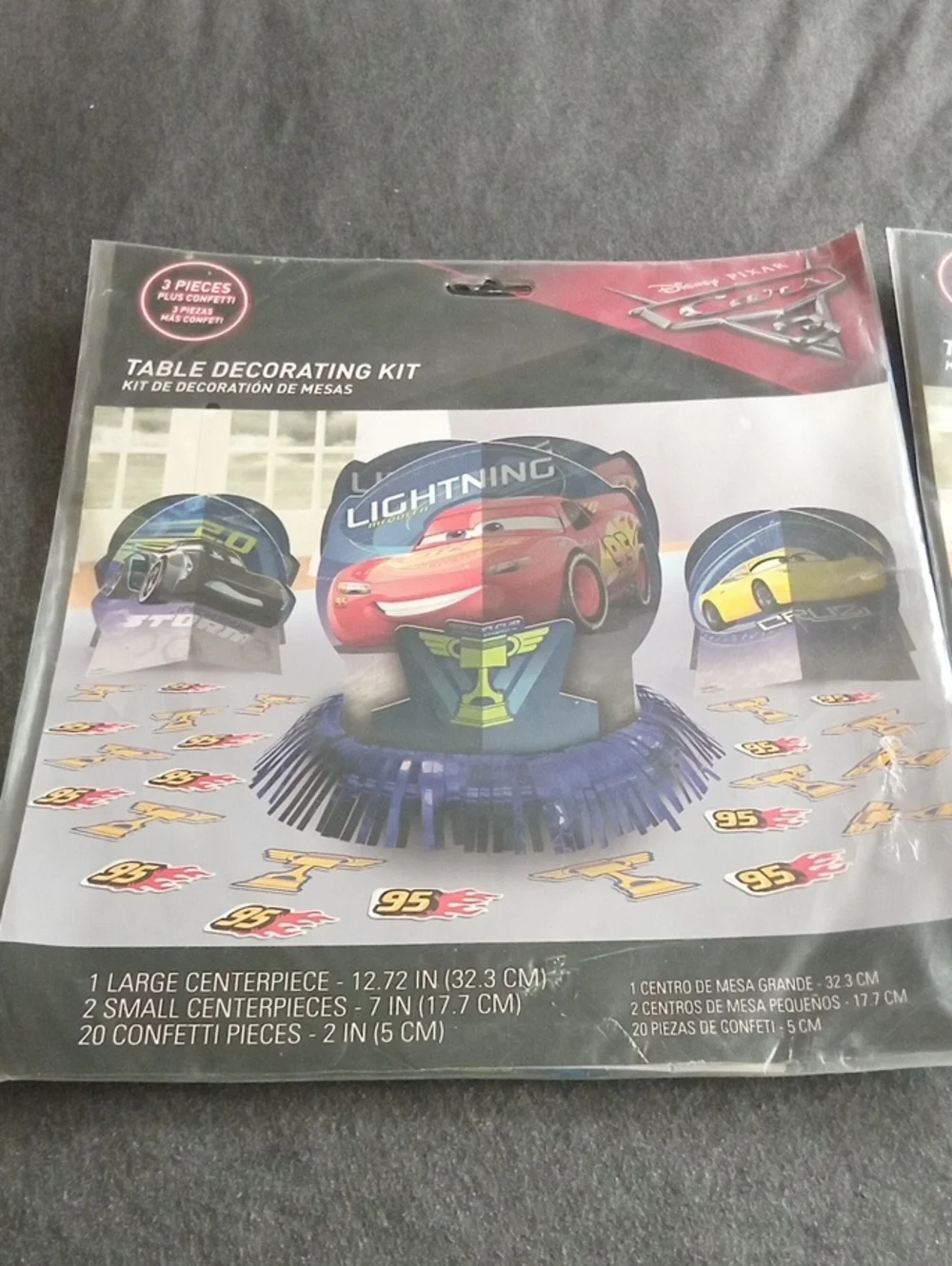 2 Packs Lightning Mcqueen Table Decorating Kit 3 Pieces Per Pack